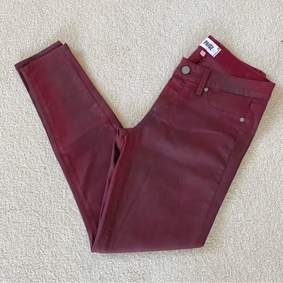 NEW Paige $189 Verdugo Ankle Coated Skinny Jeans, Shiraz Silk - Picture 4 of 8
